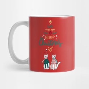 Cute cat couple  wishing merry christmas Mug